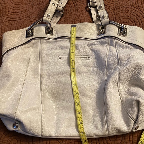 White leather b. Makowsky top handle tote bag - Picture 3 of 9